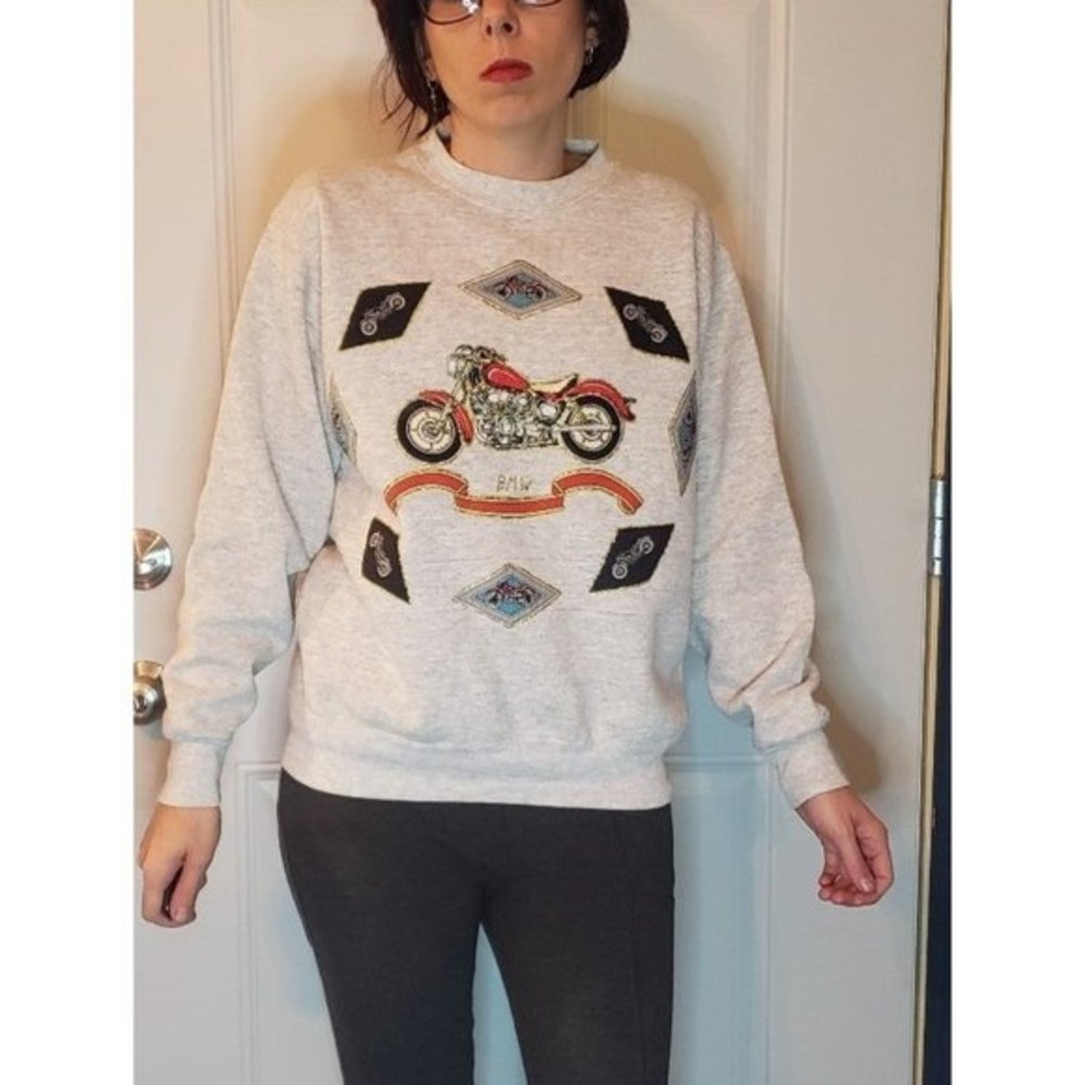 Vintage 90s Custom‎ Motorcycle Crew Neck Sweatshirt
